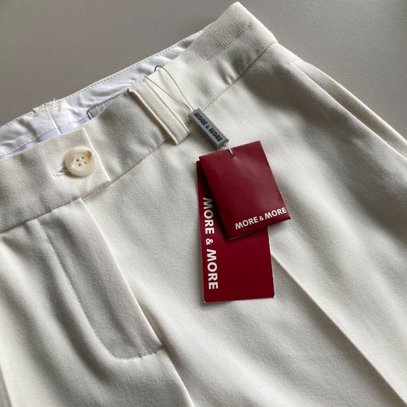 More & More White Winter Wide Leg Trousers, Cuffed Pants sz EU 34, XS to S - Picture 9 of 12